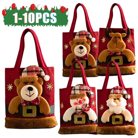 Christmas Gift Tote Bag for Adults and Kids Apple Treat Bag Festive Holiday Party Favor Bag Decorative Christmas Gift Wrapping