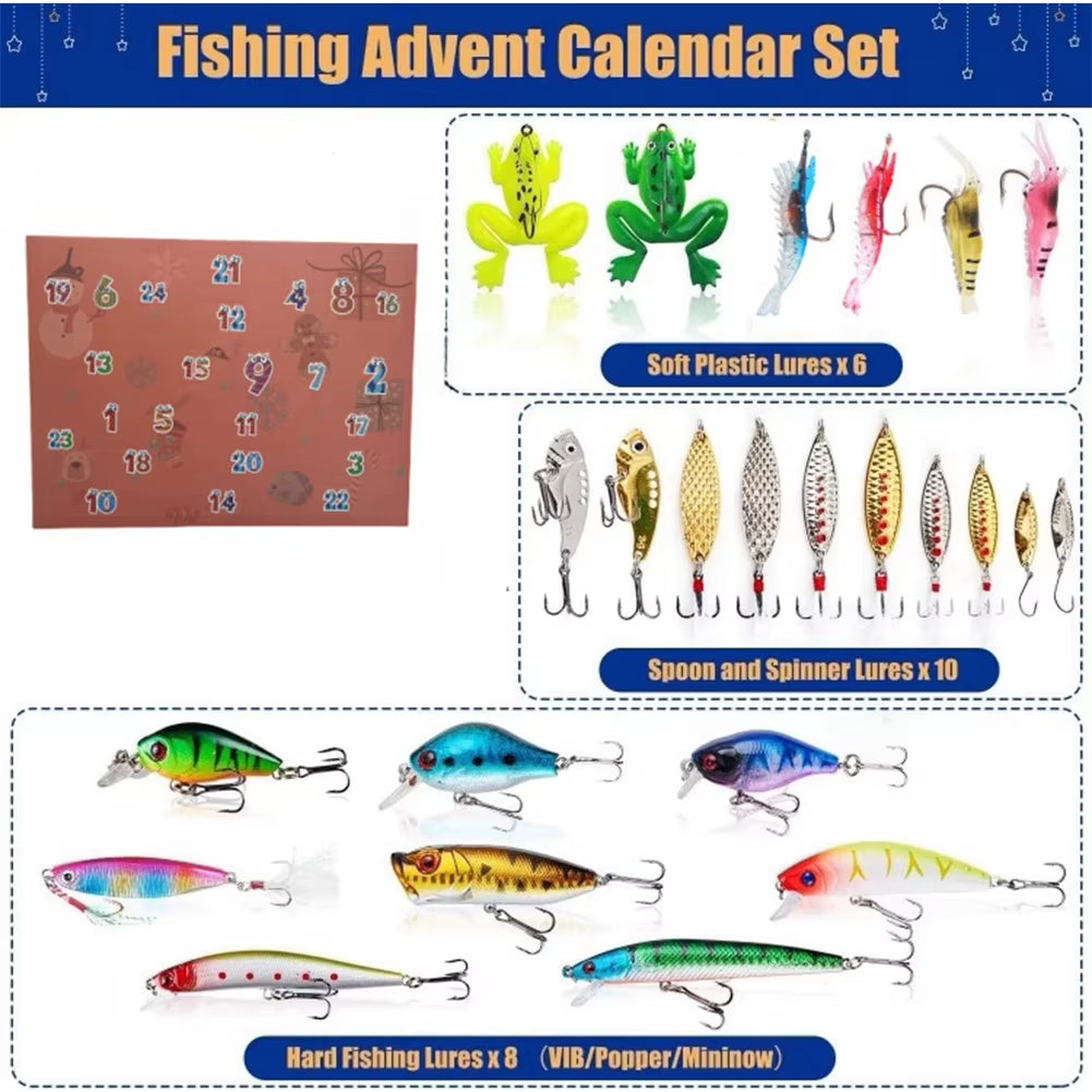 Fishing Advent Calendar 2024 24 Days of Christmas Countdown Calendar Xmas Surprise Fish Bait Gift for Fisher Adult Men
