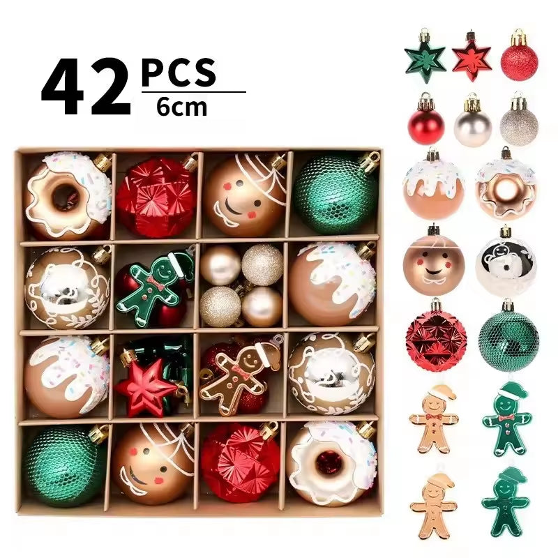 42PCS 6CM Christmas Ball Champagne Xmas Tree Hanging Pendant Ornaments 2025 Christmas Home Decoration 2026 New Year Party Gifts