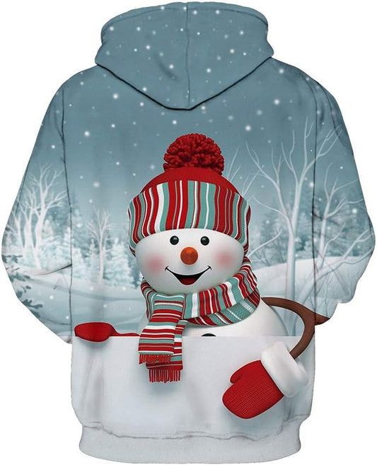 Unisex 3D Printed Casual Christmas Jumpers 3D Graphic Pullover Ugly Funny Xmas Long Sleeve Hoodies or Crewneck Sweatshirts for Men Women Boys Girls Family Winter and Holiday Parties