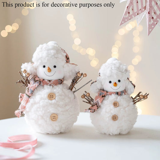 1Pc/3Pc Pink Knitted Christmas Snowman Ornaments, Desktop Decorations, Small Holiday Party Figurines, Holiday Party Decorations