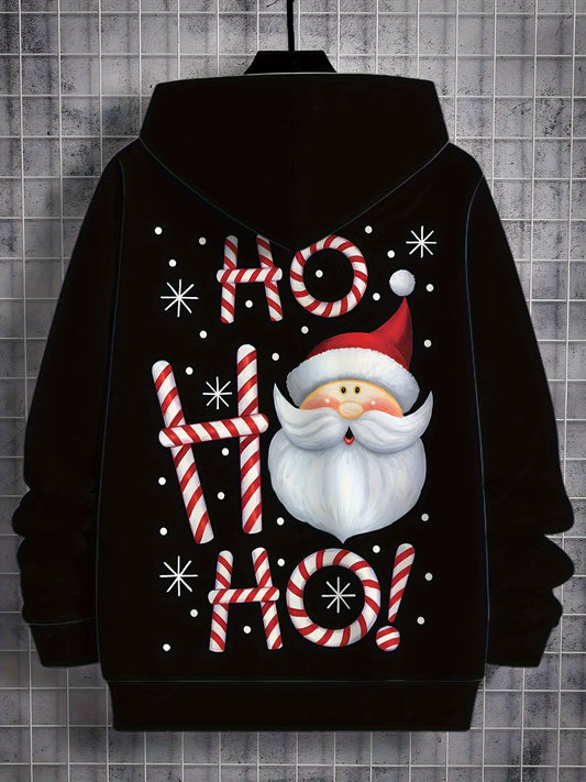 Men'S Santa Claus Hoodie Letter Print Hoodie Pullover Holiday Party Casual Winter Long-Sleeved Sweatshirt Harajuku Streetwear