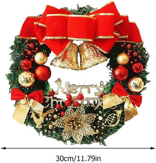 30Cm Christmas Garland Wreath,Merry Christmas Wreath Front Door Ornament,Christmas Wreath Decorative Hanging Ornament Window Door Wreath for Party Holiday Décor