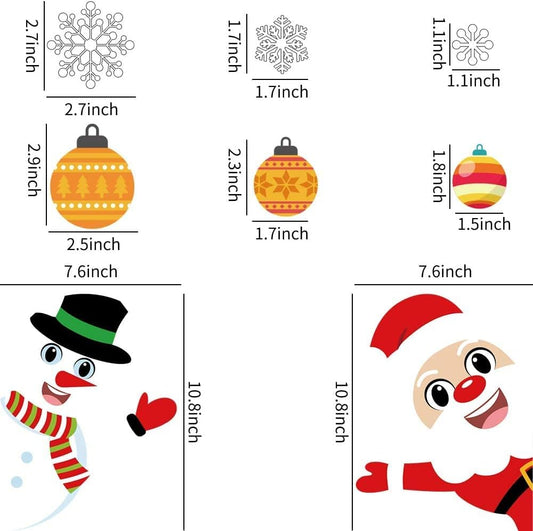 118 Pieces Christmas Window Clings with Xmas Snowflakes Decals Removable PVC Staic Stickers for Christmas Window Display(8 Sheets)