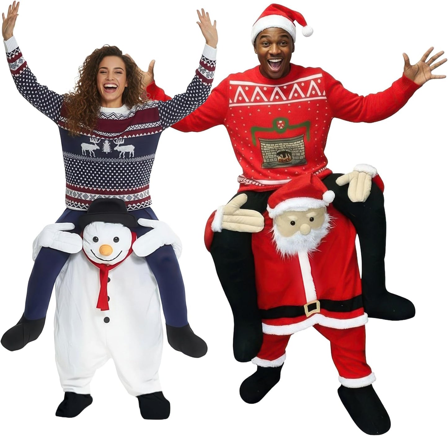 Santa Piggyback Costume, Santa Costume Adult, Christmas Costumes for Men, Christmas Costumes for Women