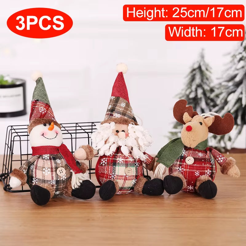Christmas Dolls Tree Decor New Year Ornament Reindeer Snowman Santa Claus Standing Doll Navidad Decoration Merry Christmas 2023