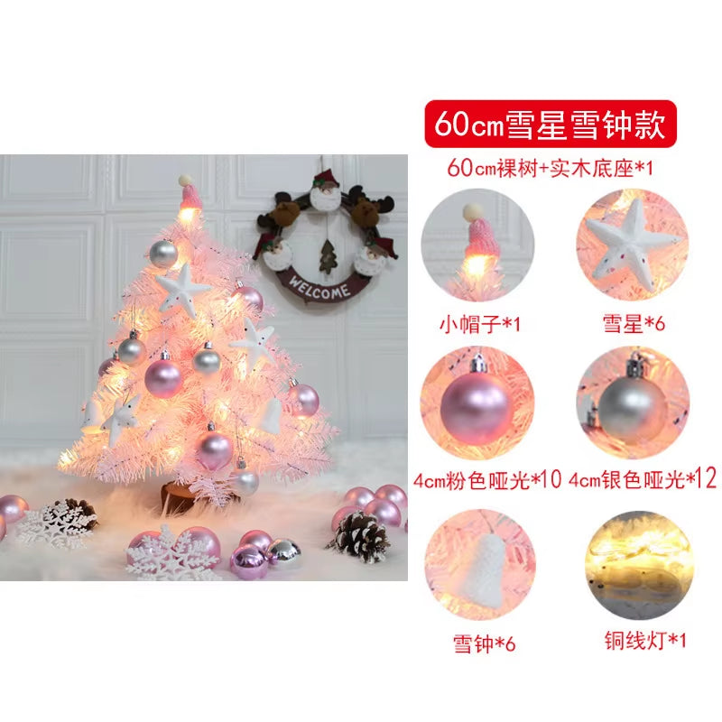 Pink Christmas Tree Package 45Cm/60Cm Mini Feather Christmas Tree Tabletop Ornament Christmas Ornament