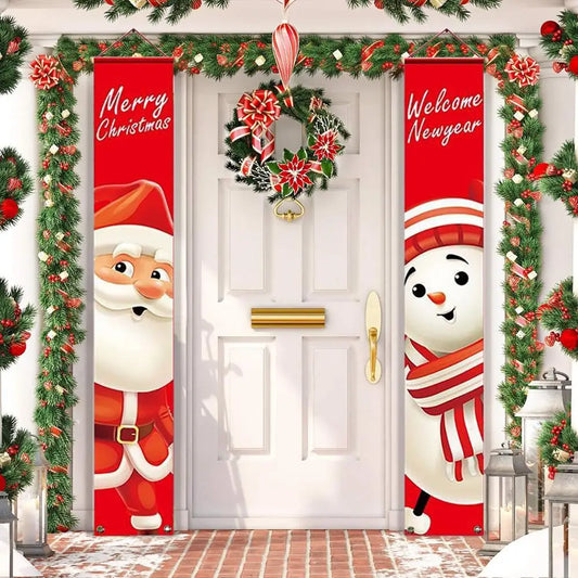 Christmas Door Banner Porch Sign Christmas Decoration for Home Christmas Pendant Merry Christmas Ornaments 2022 Navidad