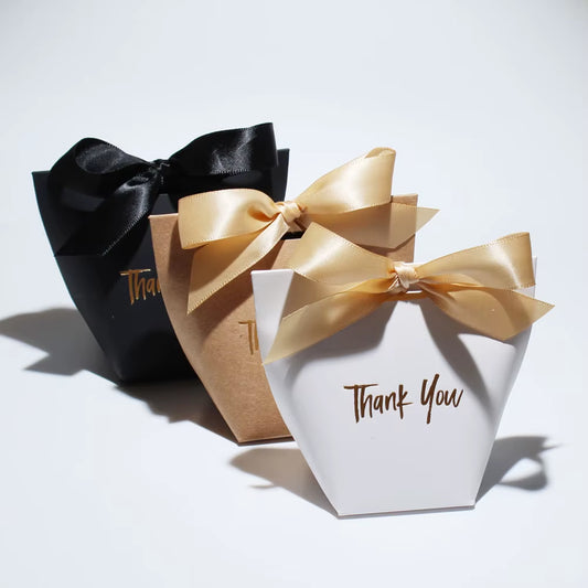 Chic Candy Gift Boxes | Black, White, Coffee | Gold 'Thank You' | Ribbon | for Christmas, Birthdays, Baby Showers, Weddings!