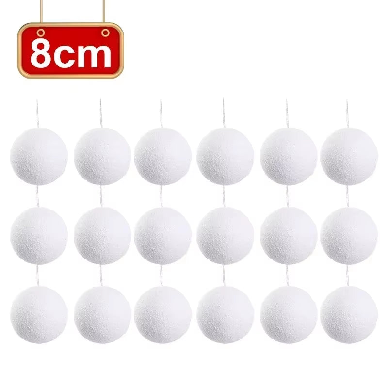 54/6PCS Foam Christmas Balls Xmas Tree Hanging Pendant White Snowball Wedding New Year Party Home Decorations Ball Ornament