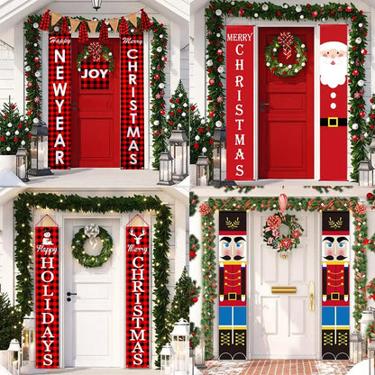 Christmas Door Banner Porch Sign Christmas Decoration for Home Christmas Pendant Merry Christmas Ornaments 2022 Navidad