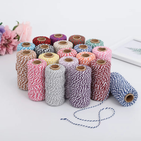 2Mm Two-Color Cotton Rope 10Yards Bakers Twine String Cotton Thread for Home Decor Handmade DIY Christmas Gift Wrapping