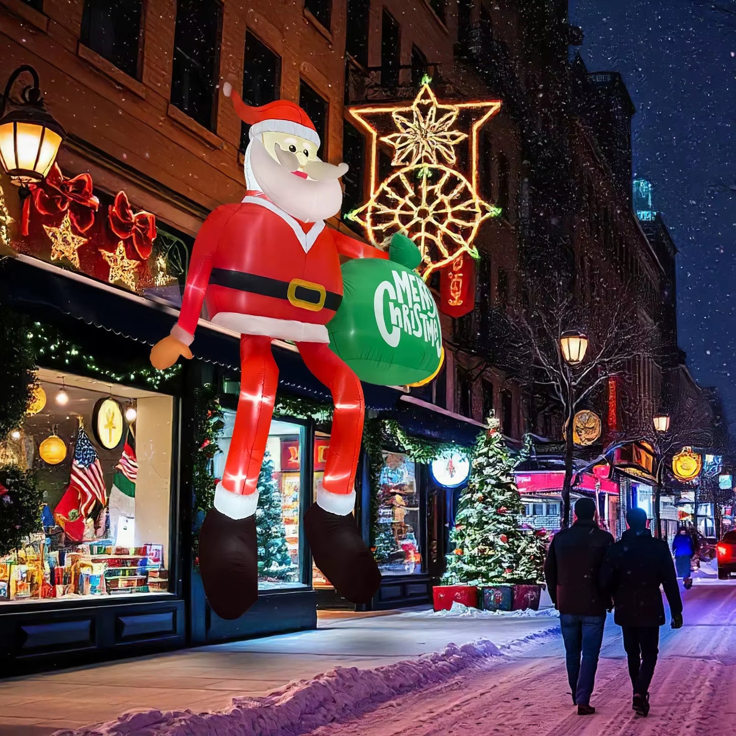 2025 Christmas Inflatables 8FT 245Cm Glowing Climbing Santa Claus with LED Outdoor Home Cafe Decoration Party Yard Xmas Decor