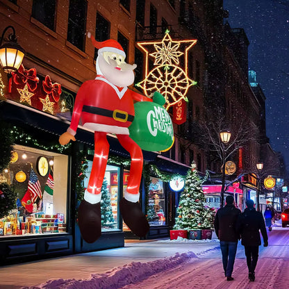 2025 Christmas Inflatables 8FT 245Cm Glowing Climbing Santa Claus with LED Outdoor Home Cafe Decoration Party Yard Xmas Decor