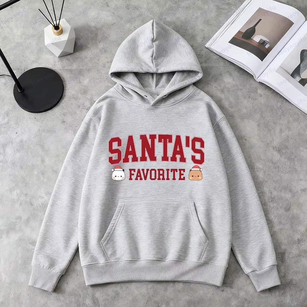 Santa’S Favorite Bubu Dudu Sweatshirt Cute Christmas Hoodies Holiday Gift for Her Winter Outfit Women Men Casual Fashion Apparel