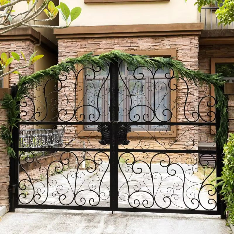 New Christmas Norfolk Pine Garland with Lights for Mantle Fireplace Decor Artificial Pine Branches Wreaths Table Home Decor 2025