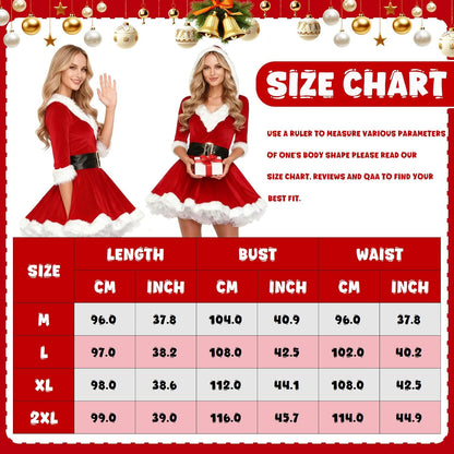 Women Santa Costume Women’S Mrs Santa Claus Costum Dress Mrs Claus Outfit for Ladies