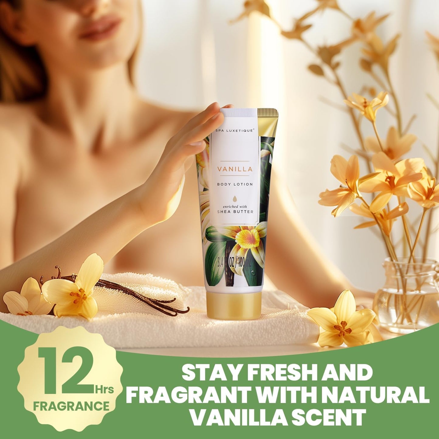 Spa Gift Sets, Gifts for Her, 8Pcs Vanilla Bath Sets with Body Butter, Bubble Bath, Bath Bomb, Bath Sets for Women Gifts, Christmas Gifts, Gifts for Women