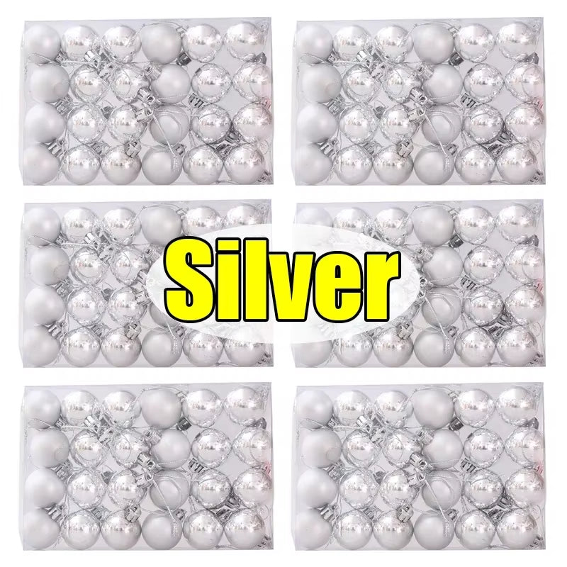 144/24Pcs Mini Electroplated Christmas Balls Set Xmas Tree Pendant Christmas Ball Hanging Ornament for New Year Party Home Decor