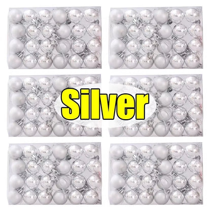 144/24Pcs Mini Electroplated Christmas Balls Set Xmas Tree Pendant Christmas Ball Hanging Ornament for New Year Party Home Decor