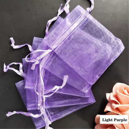 50Pcs Tulle Bags Organza Sheer Gauze Element Jewelry Bags Packing Drawable Organza Bags Wedding Christmas Organza Gift Bag 5Z
