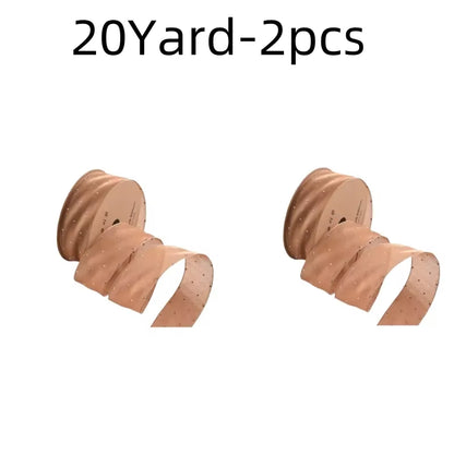 20Yards 4CM Silver Dots Organza Gauze Packaging Ribbon Tape Flower Gift Box Wrap Bow DIY Wedding Christmas Party Decoration