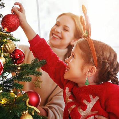 Xmas Jewellery Presents for Girls, Cute Christmas Jewellery Box, Christmas Tree Earrings for Women,Green & Gold