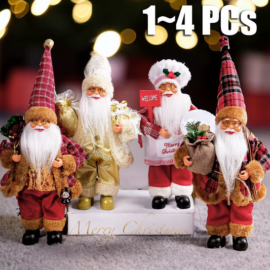 1~4PCS Santa Claus Figurine Doll Children Xmas Gift Christmas Tree Decorations 2024 Navidad Home Party Supplies Figure Ornaments