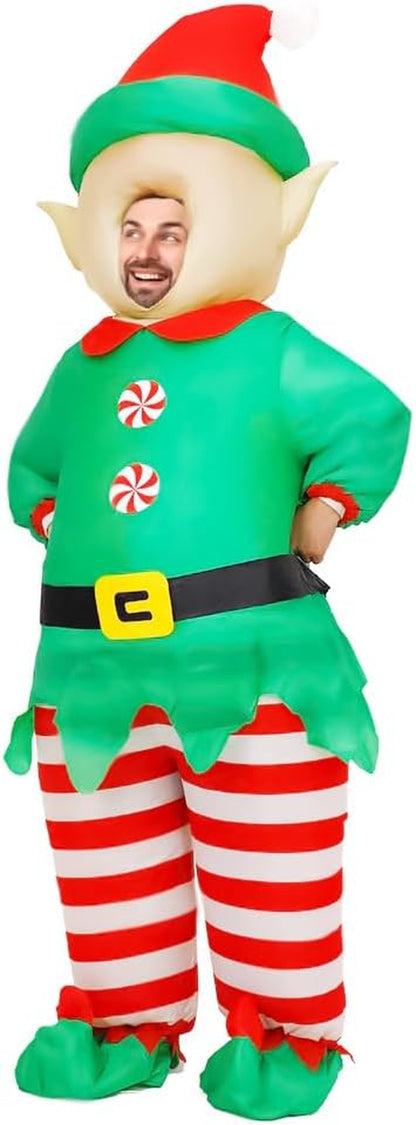 Inflatable Christmas Costume for Adult Blow up Santa Claus Elf Snowman Ginger Bread Man Costum Xmas Funny Fancy Dress