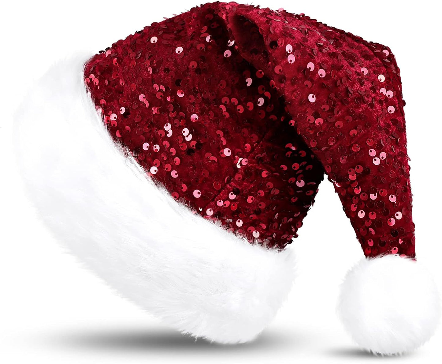 Red Santa Hat Christmas Hat for Adult Luxury Plush Xmas Hat with a Pompom for Men and Women,Red