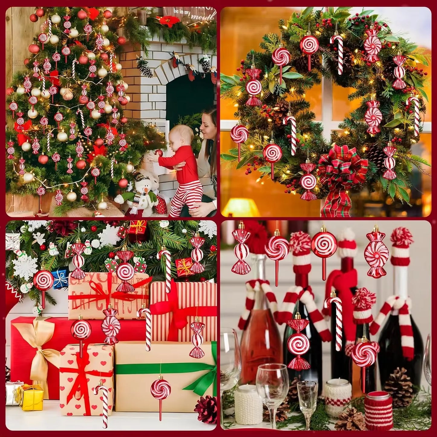 6-24PCS Christmas Lollipop Candy Cane Pendant Xmas Tree Hanging Ball Ornaments Christmas Party Decorations for New Year Gift