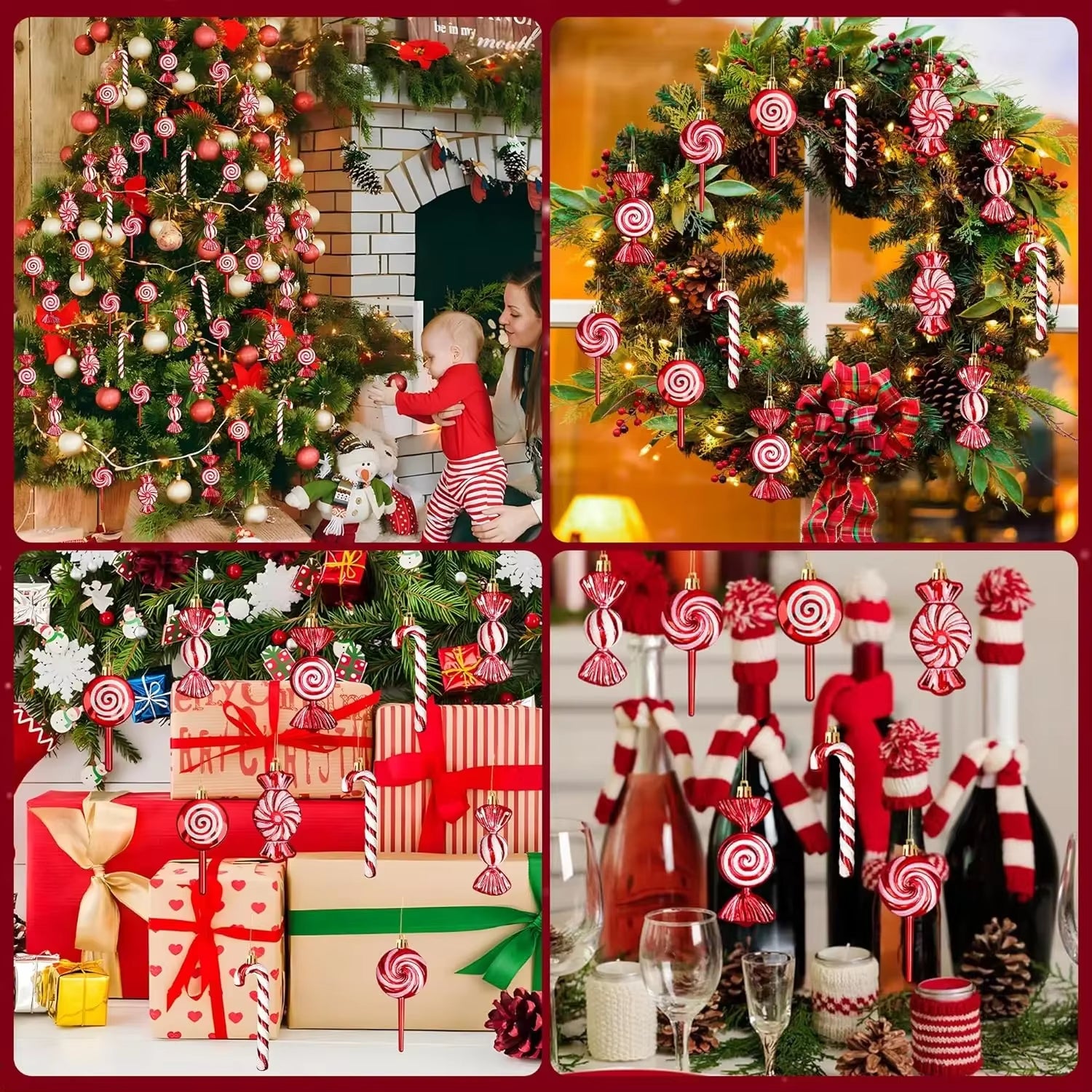 6-24PCS Christmas Lollipop Candy Cane Pendant Xmas Tree Hanging Ball Ornaments Christmas Party Decorations for New Year Gift