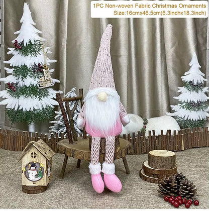 Christmas Dolls Tree Decor New Year Ornament Reindeer Snowman Santa Claus Standing Doll Navidad Decoration Merry Christmas 2023