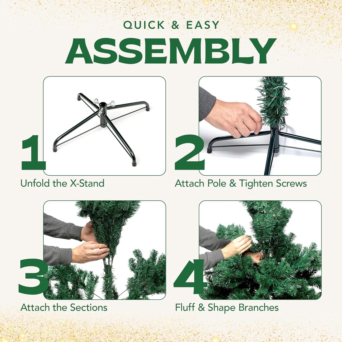 Christmas Tree 6Ft – Premium Artificial Xmas Tree with Metal Stand | Lush PVC Branches, Easy Assembly, Customisable with Baubles & Decor | Realistic Christmas Decorations for Holiday