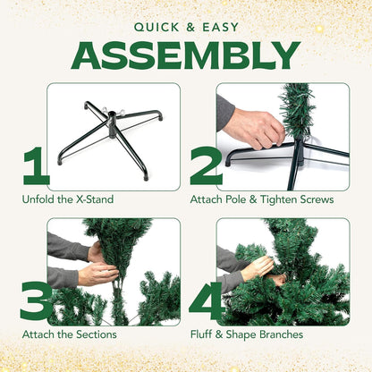 Christmas Tree 6Ft – Premium Artificial Xmas Tree with Metal Stand | Lush PVC Branches, Easy Assembly, Customisable with Baubles & Decor | Realistic Christmas Decorations for Holiday