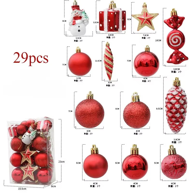 29/40/50Pcs Silver Red Special-Shaped Christmas Ball Ornaments Christmas Tree Party Decoration Christmas Spheres Pendant New
