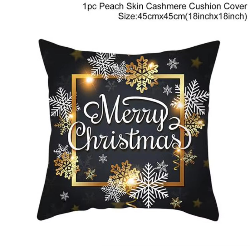 Christmas Cushion Cover Merry Christmas Decorations for Home 2023 Christmas Ornament Navidad Xmas Santa Natal Noel New Year 2024