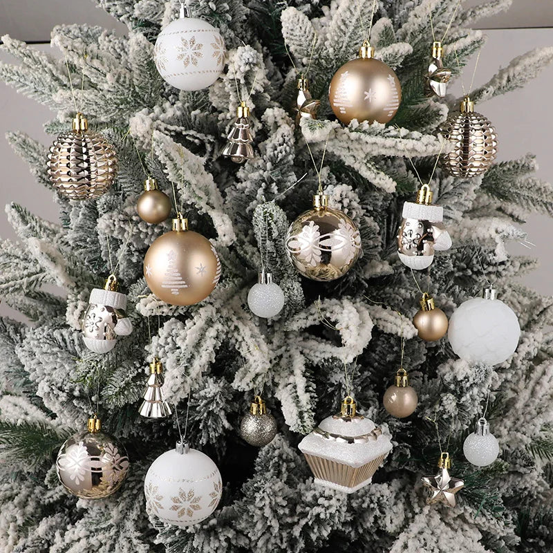 42PCS 6CM Christmas Ball Champagne Xmas Tree Hanging Pendant Ornaments 2025 Christmas Home Decoration 2026 New Year Party Gifts