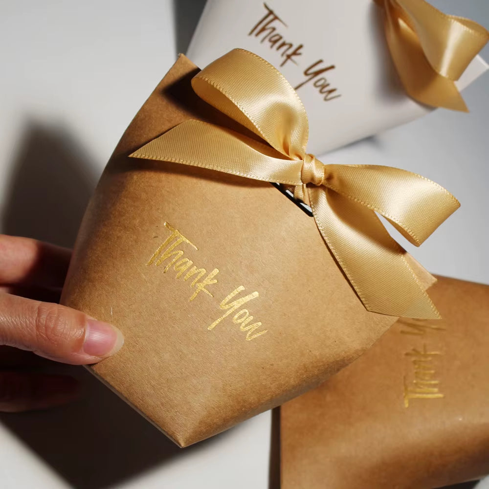 Chic Candy Gift Boxes | Black, White, Coffee | Gold 'Thank You' | Ribbon | for Christmas, Birthdays, Baby Showers, Weddings!