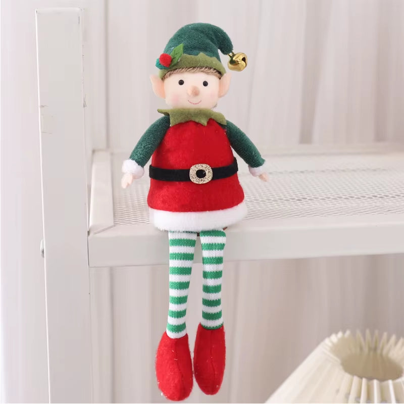 Christmas Elves Stuffed Plush Dolls Hanging Ornaments Xmas Tree Party Decor Cute Boy Girl Elf Hanging Pendants Gifts New Year