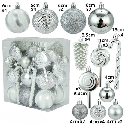 29/40/50Pcs Silver Red Special-Shaped Christmas Ball Ornaments Christmas Tree Party Decoration Christmas Spheres Pendant New