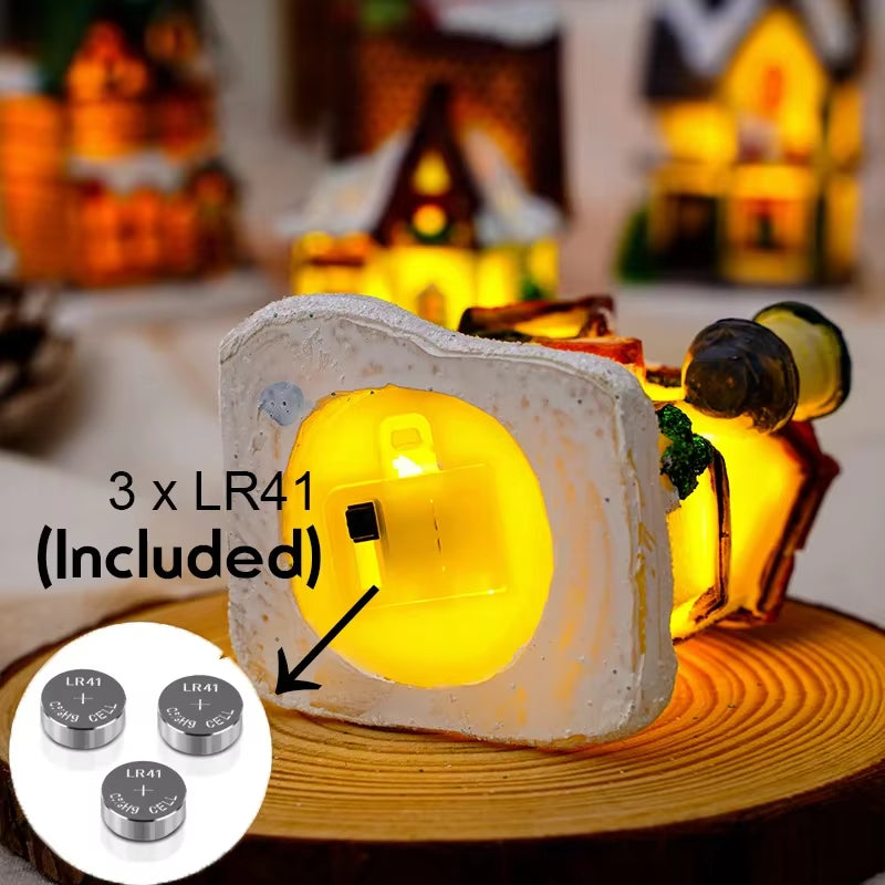 1~6Pcs LED Night Light Christmas Ornaments 2025 Luminous Castle Snow House Sculpture Xmas Decoration for Home New Year Navidad