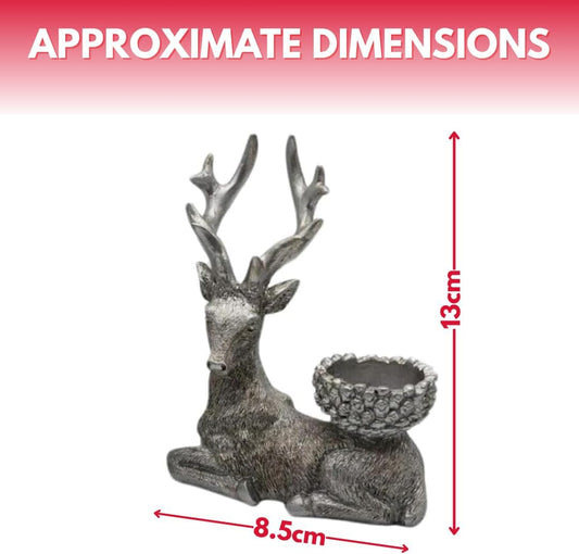 Marco Paul Set of Two Resin Stag Tealight Holders Candle Holder Traditional Christmas Decorations Deer Antler Table Decoration Centrepiece Tea Light Candle Holders Decorative Reindeer Ornament 2Pc