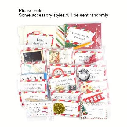 24-Day Elf Arrival Kit,Christmas Countdown Kit with Jokes and Surprises, Elf Set 24 Days of Christmas - Festive Home Decorations