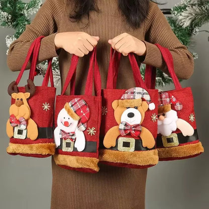 Christmas Gift Tote Bag for Adults and Kids Apple Treat Bag Festive Holiday Party Favor Bag Decorative Christmas Gift Wrapping