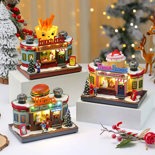 Christmas New Year Gift Rotating Glowing Octave Box Xmas Creative Kitchen Ornament Decoration Christmas Children Music Box Gift