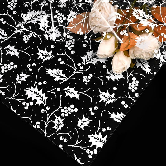 5M White Holly Christmas Hamper Cellophane Wrap, 80Cm Wide Clear Gift Cellophane Wrapping Paper,Eco-Firendly Large Cellophane Christmas Gifts Wrapping for Hampers