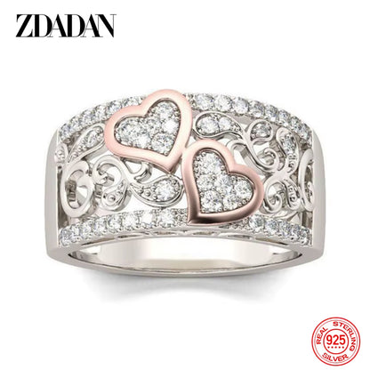 925 Sterling Silver Heart CZ Rings for Women Fashion Wedding Jewelry