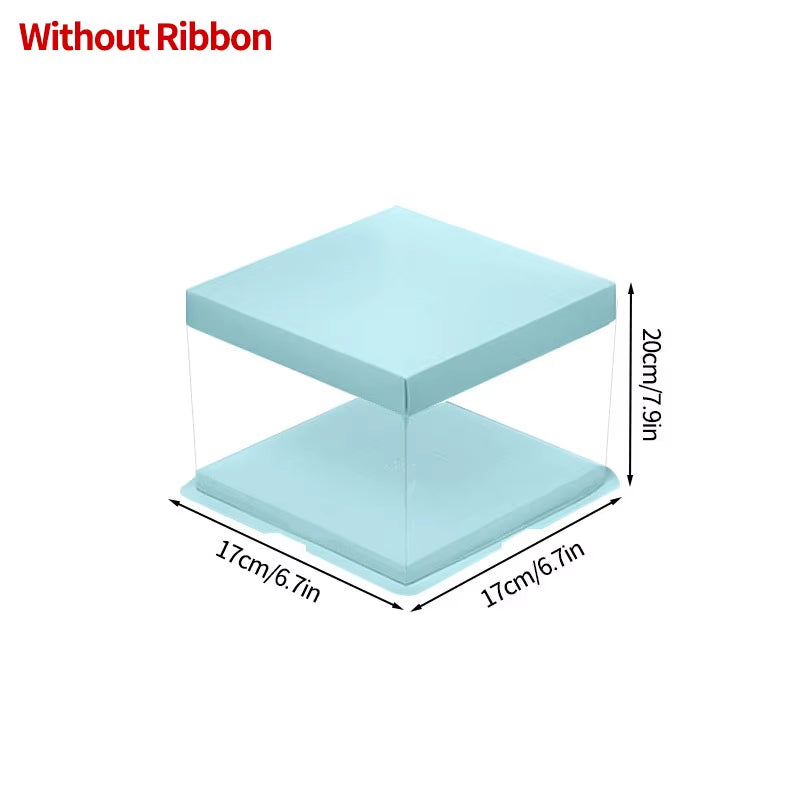 Transparent Birthday Cake Box Clear Gift Box Bakery Wrapping Boxes Cake Dessert Storage Boxes Wedding Party Present Case