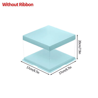 Transparent Birthday Cake Box Clear Gift Box Bakery Wrapping Boxes Cake Dessert Storage Boxes Wedding Party Present Case